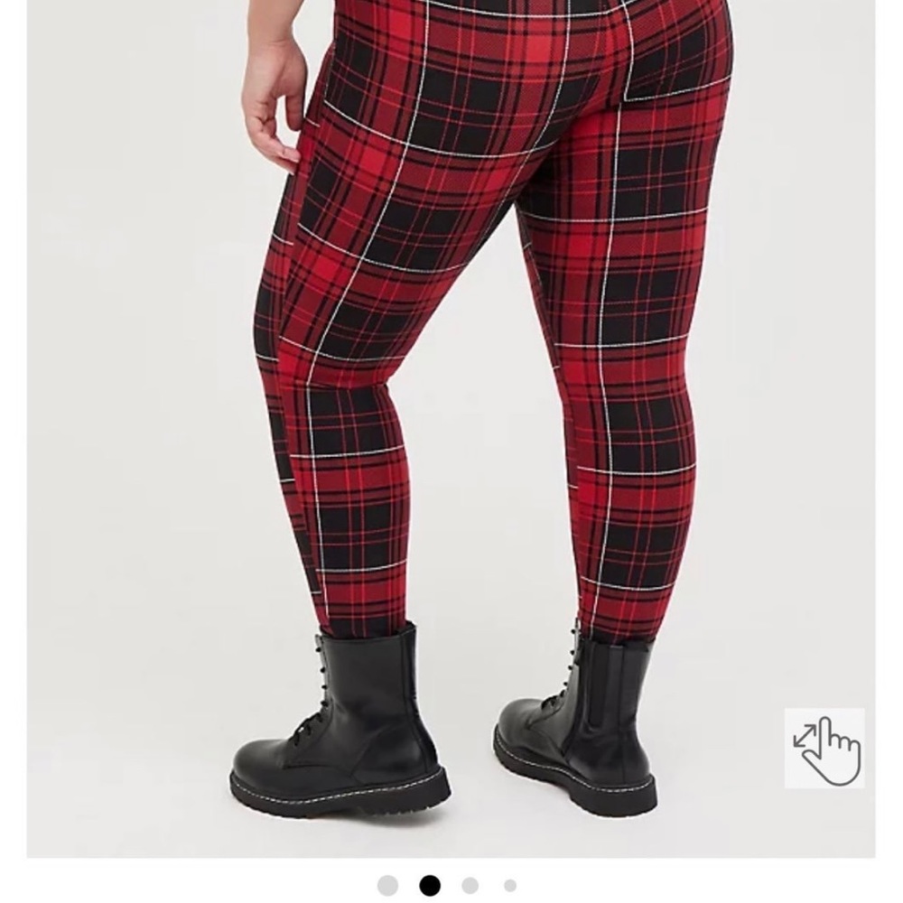 Torrid Luxe Ponte Red Plaid Pixie Pants